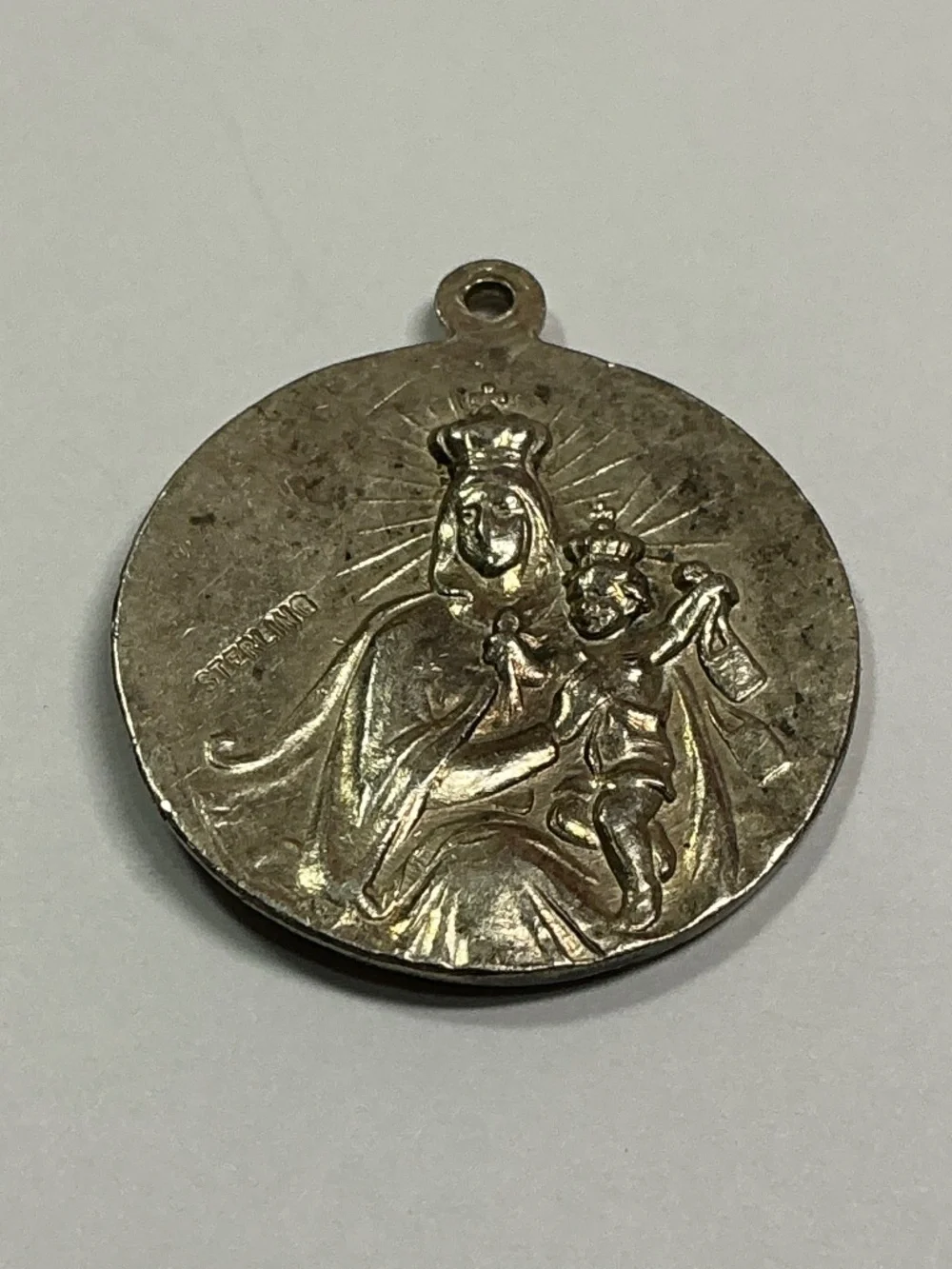 Vintage Sterling Silver Sacred Heart Of Jesus & Our Lady Of The Holy Scapular.